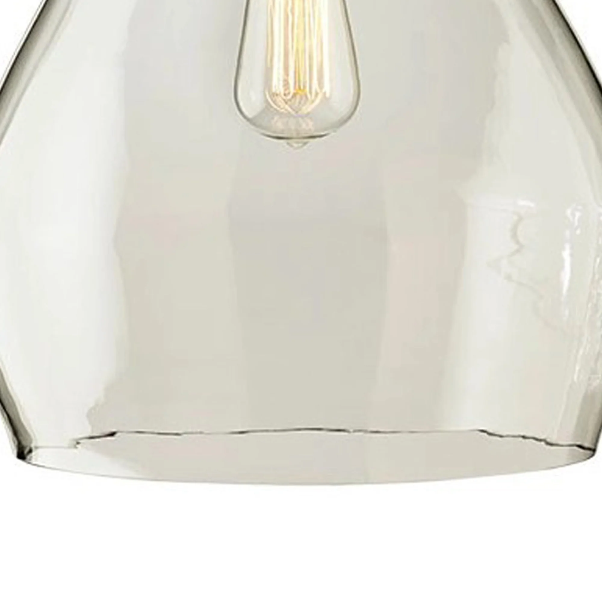 Teardrop Glass Pendant Lighting with Metal Chain, Clear and Black By Benzara - Image 3