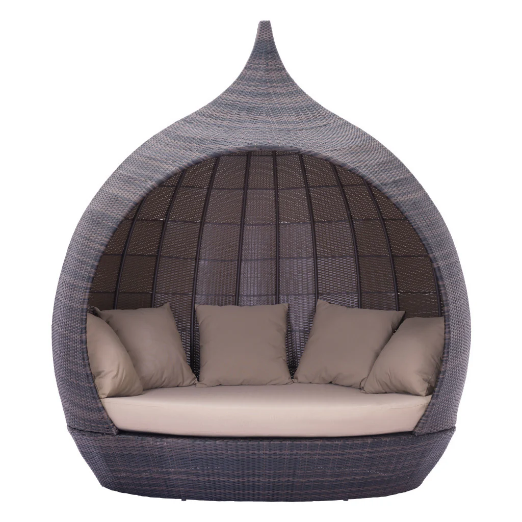 Teardrop Shaped Brown and Beige Daybed By Homeroots - Image 2