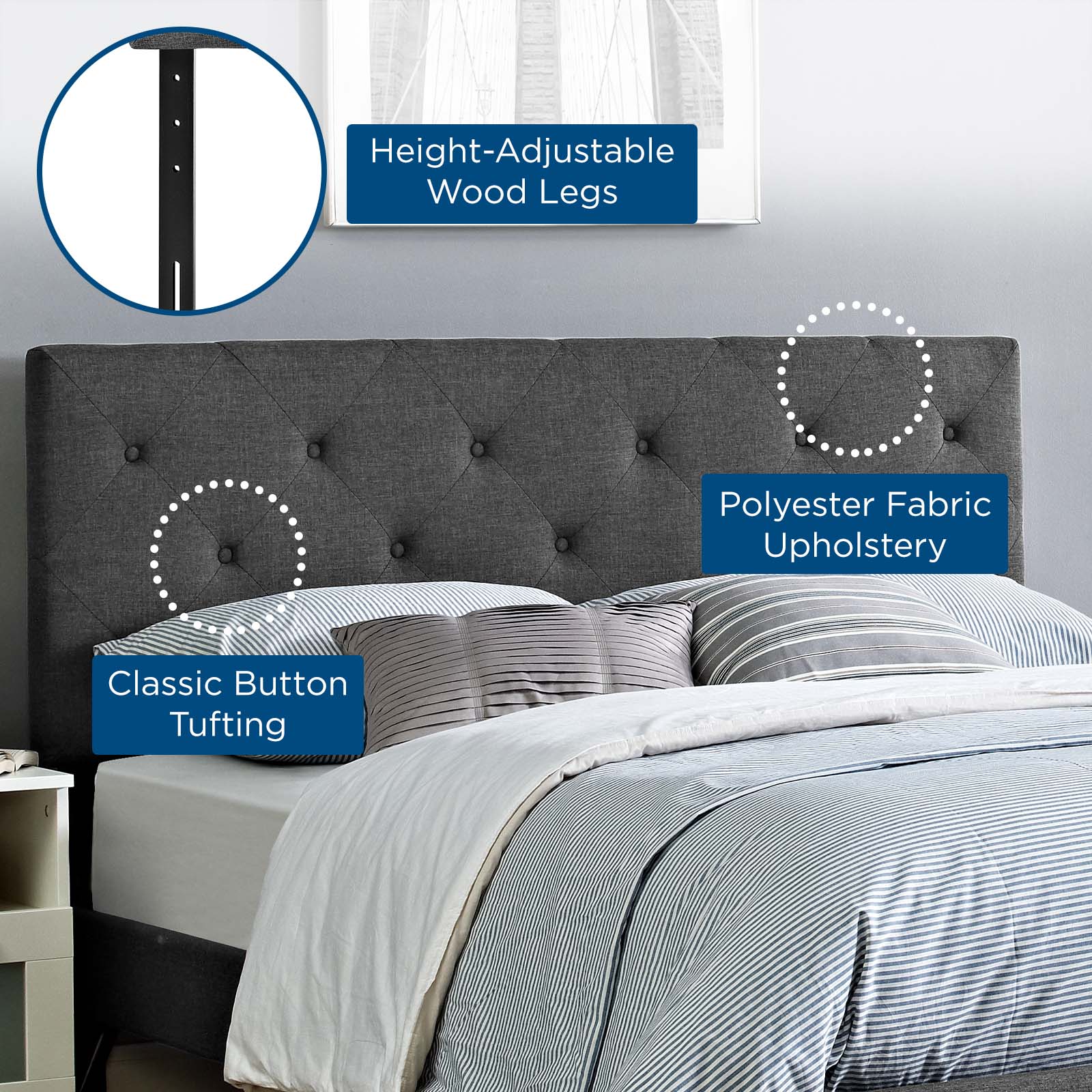 Terisa King Upholstered Fabric Headboard By Modway - MOD-5372 - Image 5