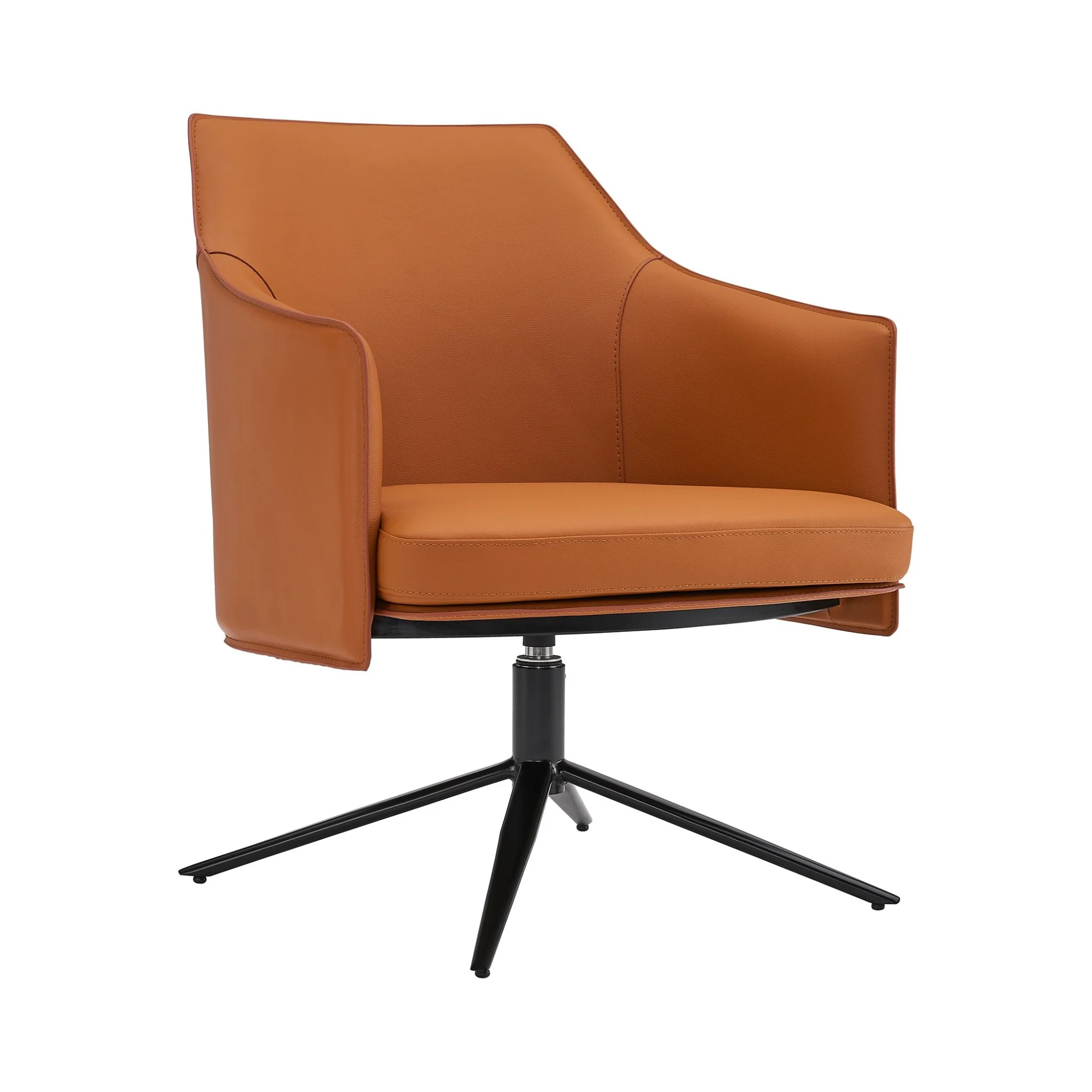 Terra Cotta Faux Leather Swivel Accent Chair By Homeroots - Image 2
