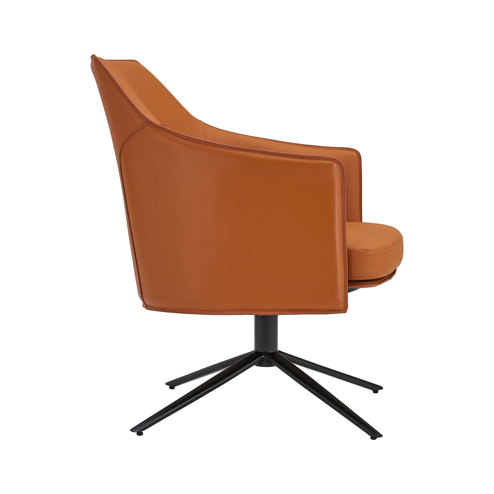 Terra Cotta Faux Leather Swivel Accent Chair By Homeroots - Image 3
