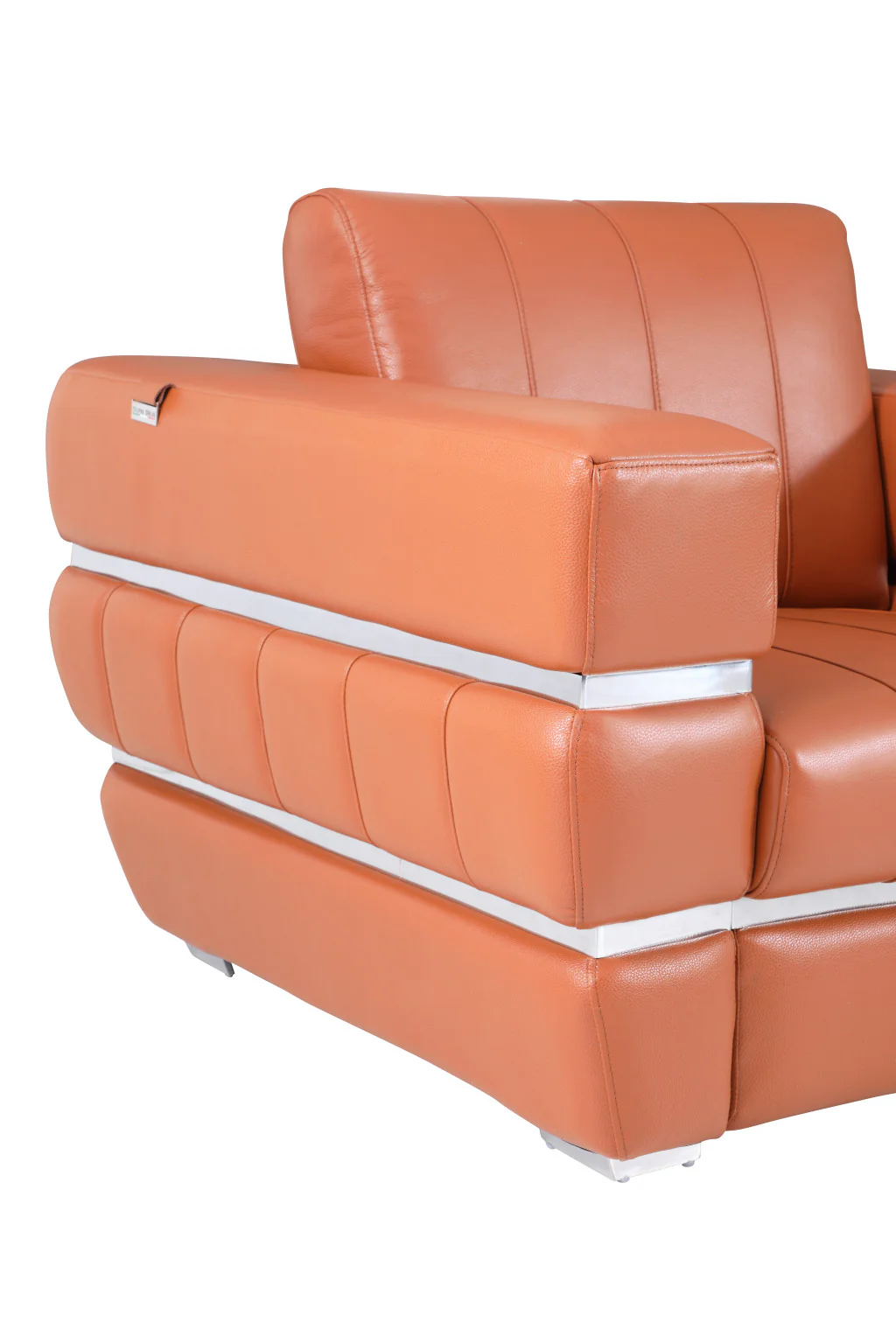Terra Cotta Stripe Top Grade Italian Leather Chair By Homeroots - Image 5