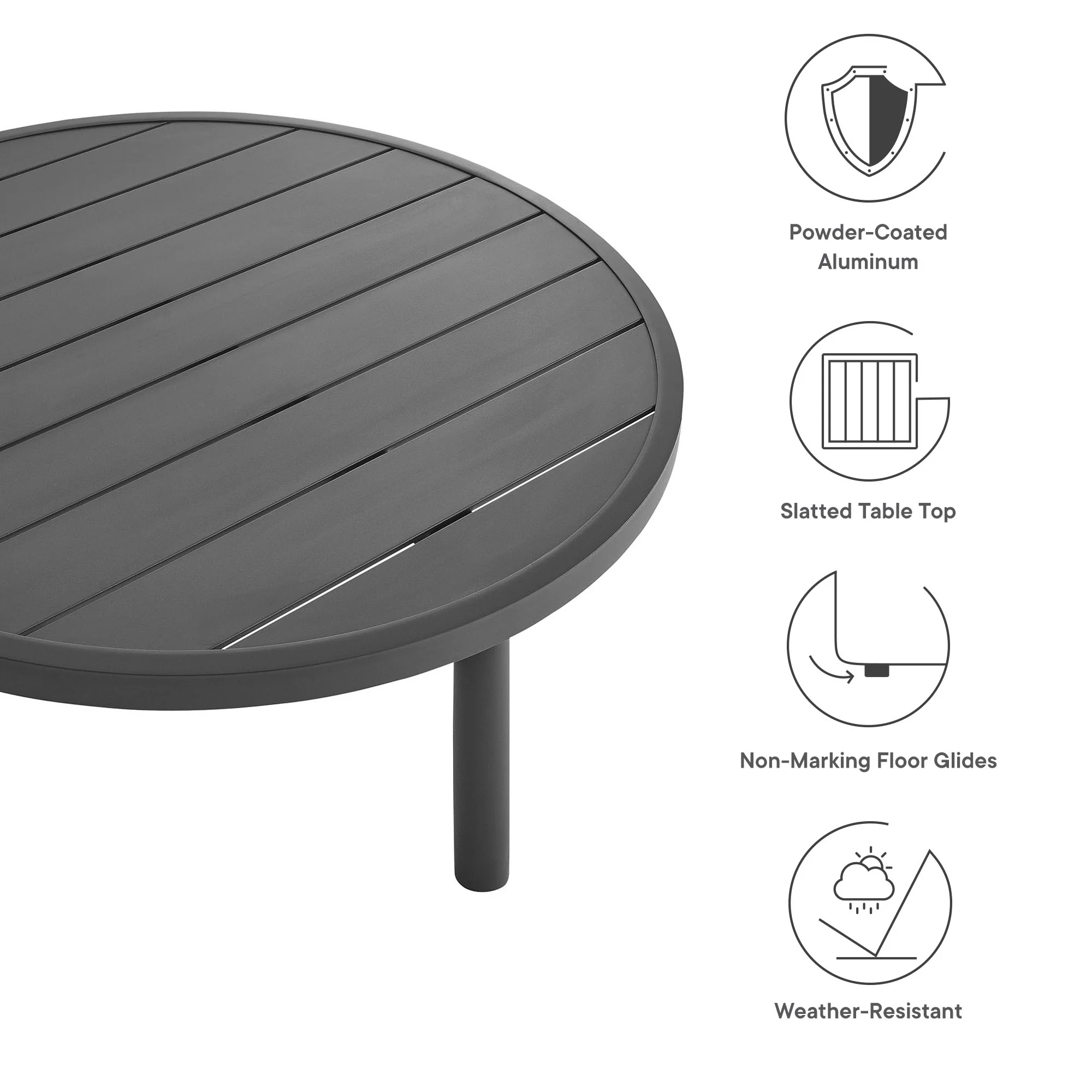 Terrace 35" Outdoor Patio Aluminum Round Coffee Table by Modway - Image 6