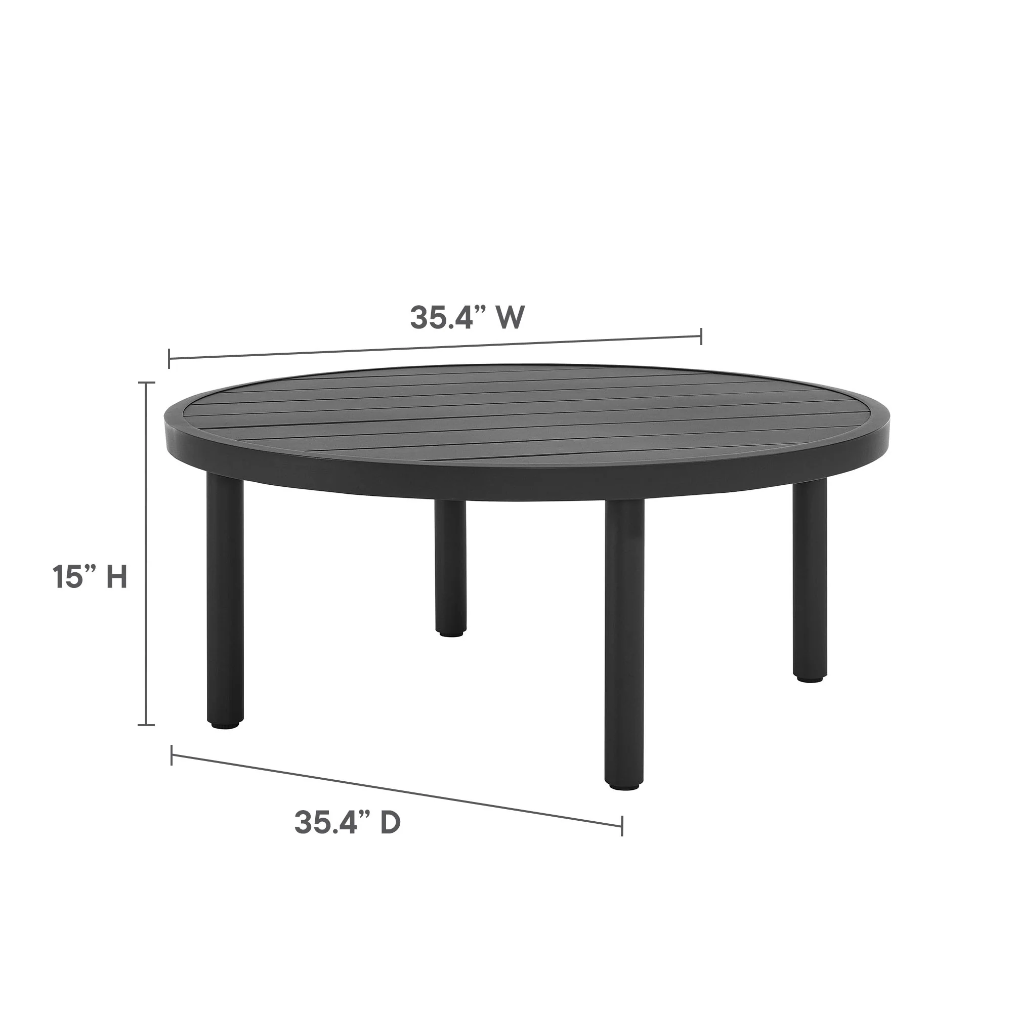 Terrace 35" Outdoor Patio Aluminum Round Coffee Table by Modway - Image 7