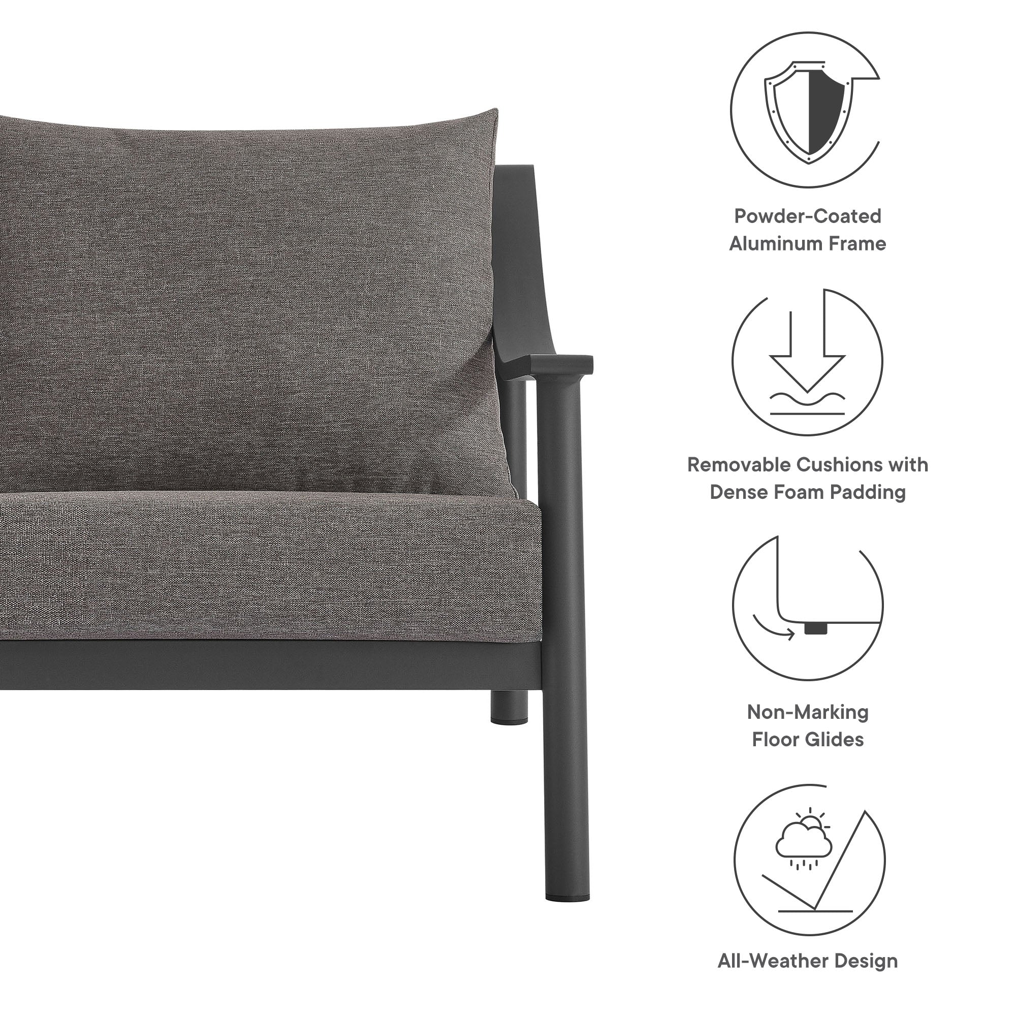 Terrace Outdoor Patio Aluminum Accent Armchair by Modway - Image 8