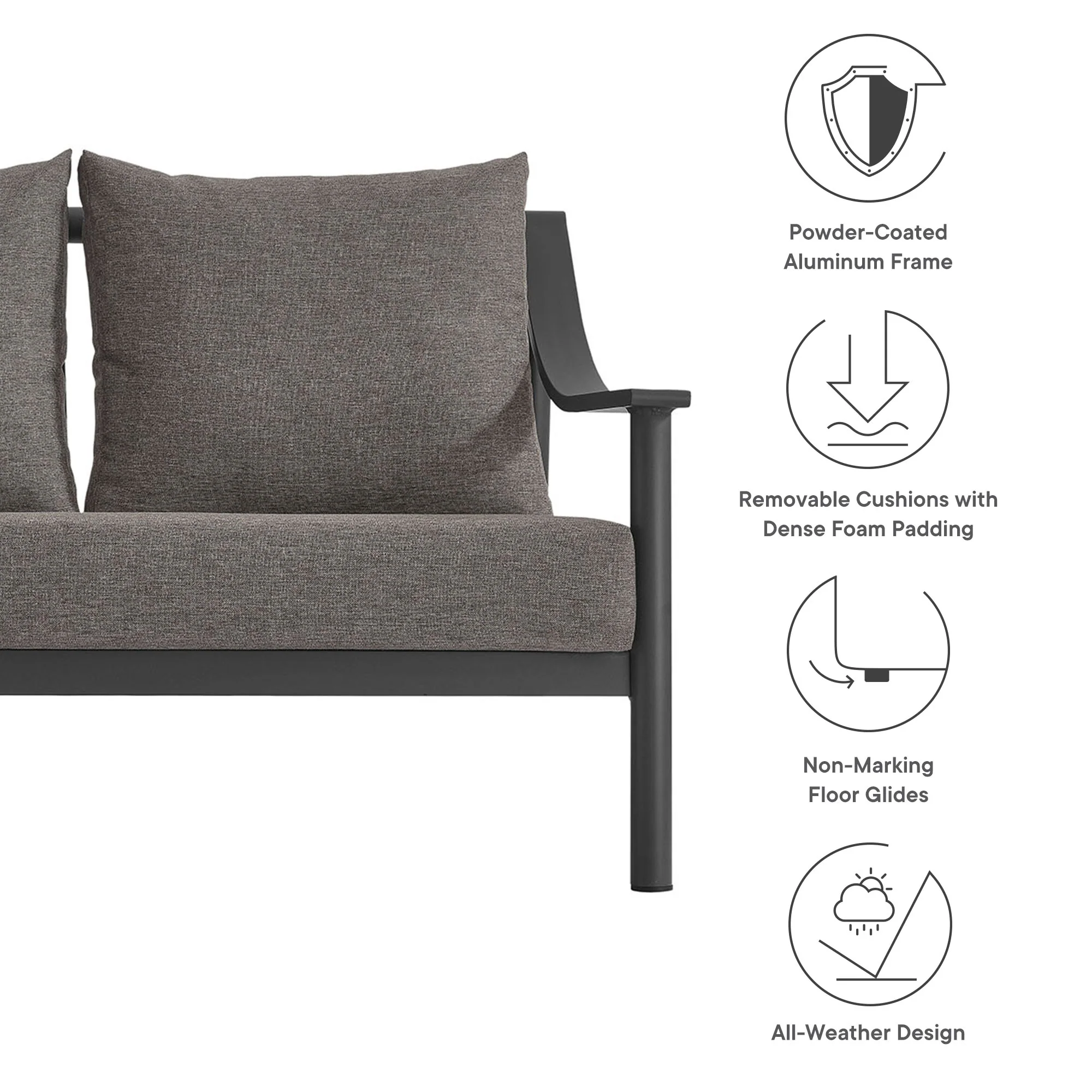 Terrace Outdoor Patio Aluminum Sofa by Modway - Image 8