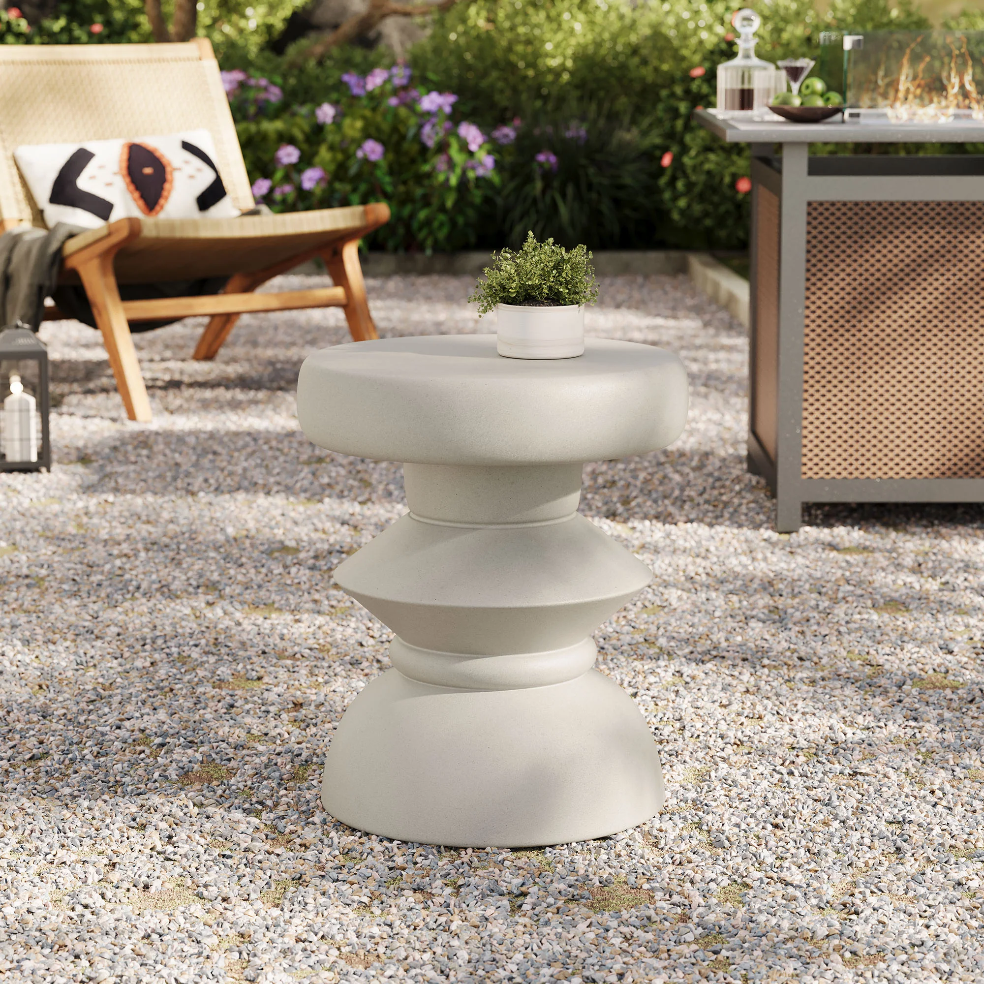 Terza Indoor - Outdoor Patio Concrete Side Table by Modway - Image 7