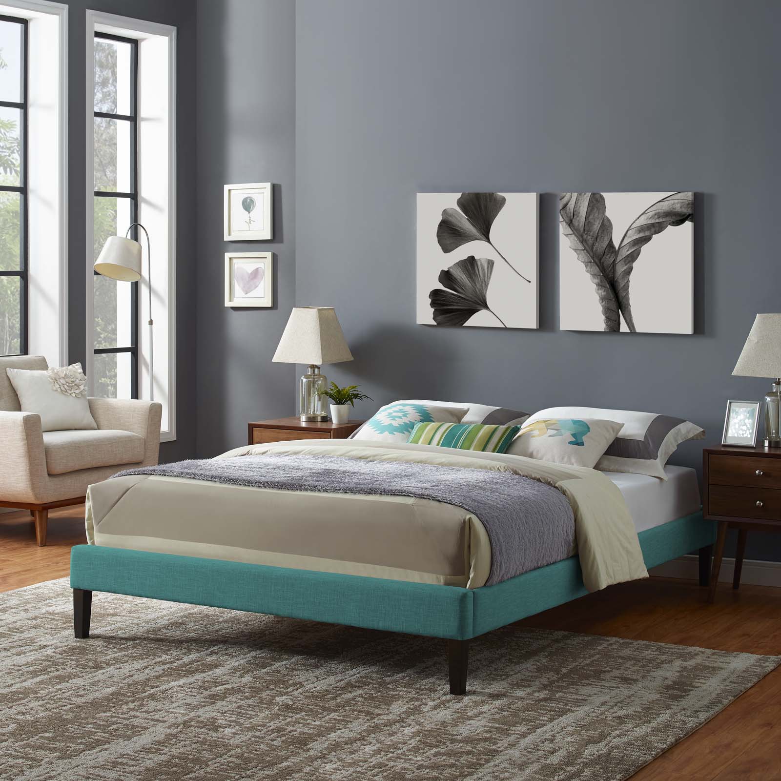 Tessie King Fabric Bed Frame with Squared Tapered Legs By Modway - MOD-5901 - Image 7