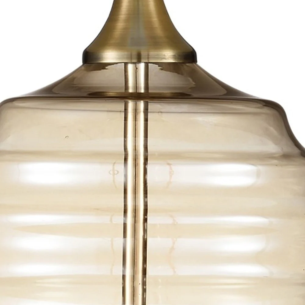 Textured Glass Table Lamp with Cream Fabric Shade By Homeroots - Image 5
