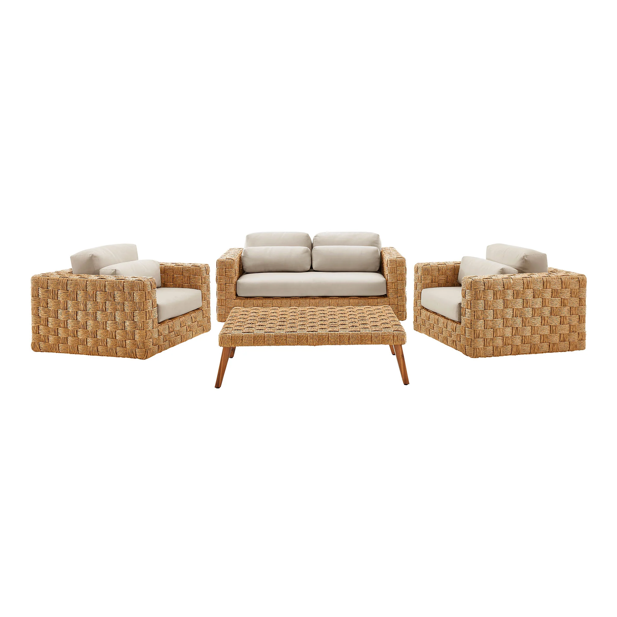 Thames 4-Piece Outdoor Patio Wicker Outdoor Patio Rattan Furniture Set by Modway - Image 2