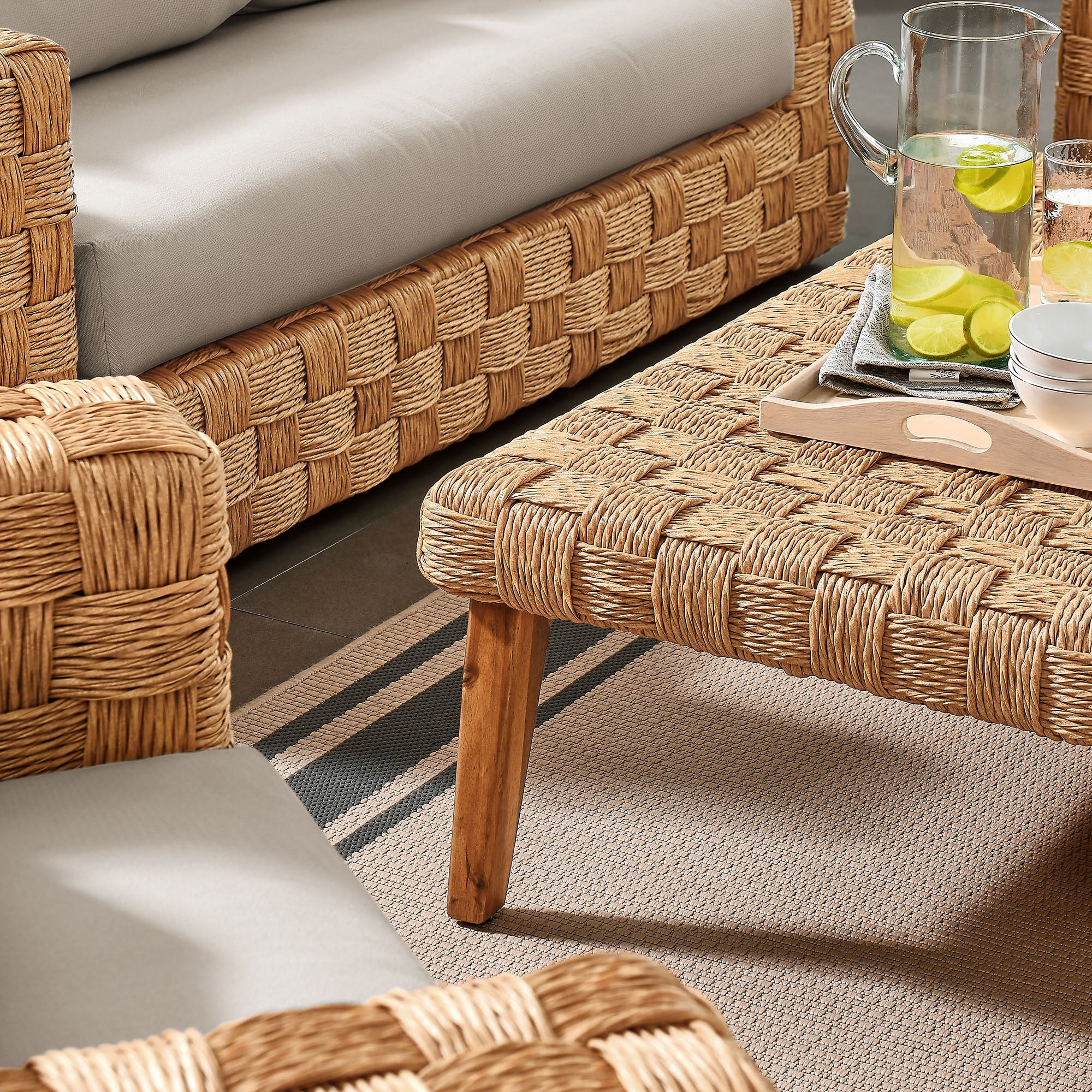 Thames 4-Piece Outdoor Patio Wicker Outdoor Patio Rattan Furniture Set by Modway - Image 3