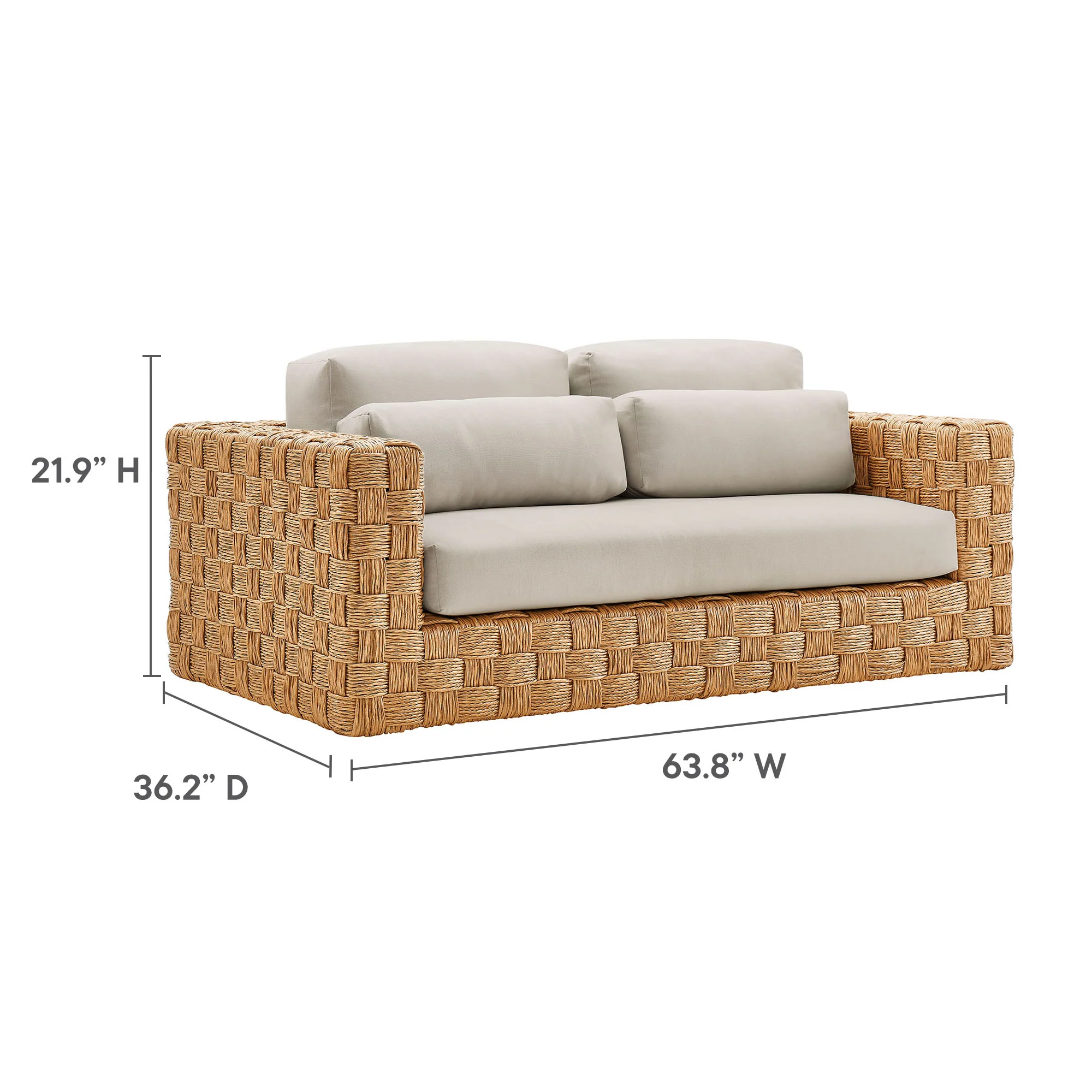 Thames 4-Piece Outdoor Patio Wicker Outdoor Patio Rattan Furniture Set by Modway - Image 5