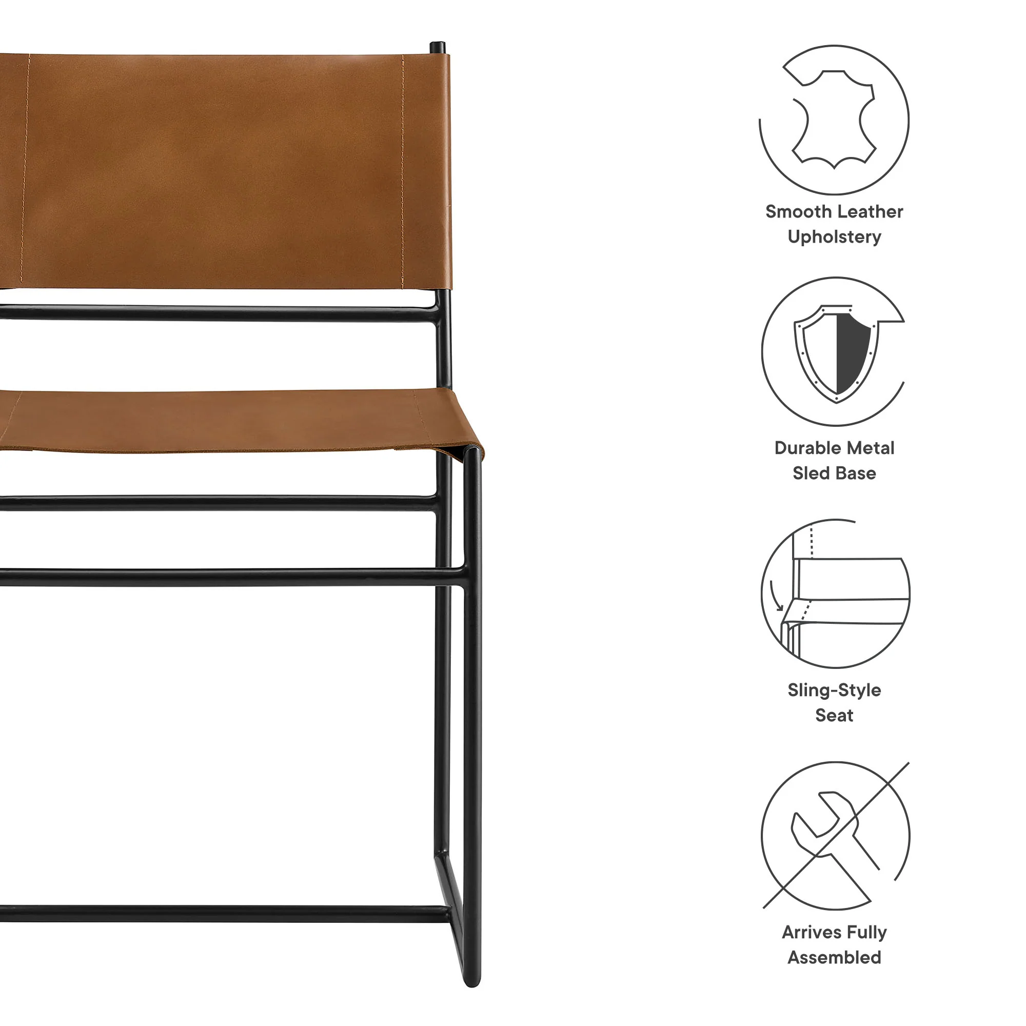 Thatcher Leather and Metal Dining Chair by Modway - Image 8