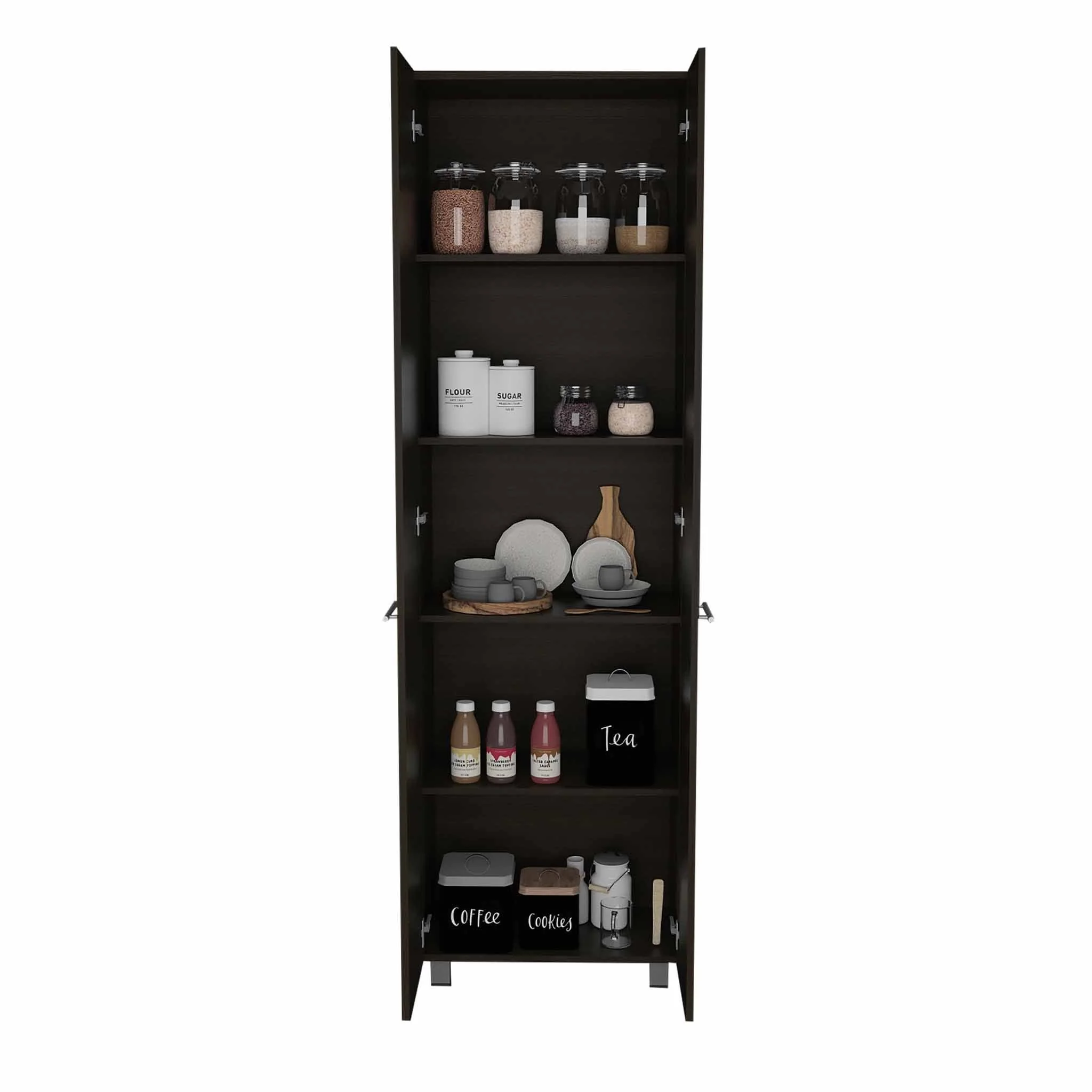 Thea Black Pantry Cabinet By Homeroots - Image 6