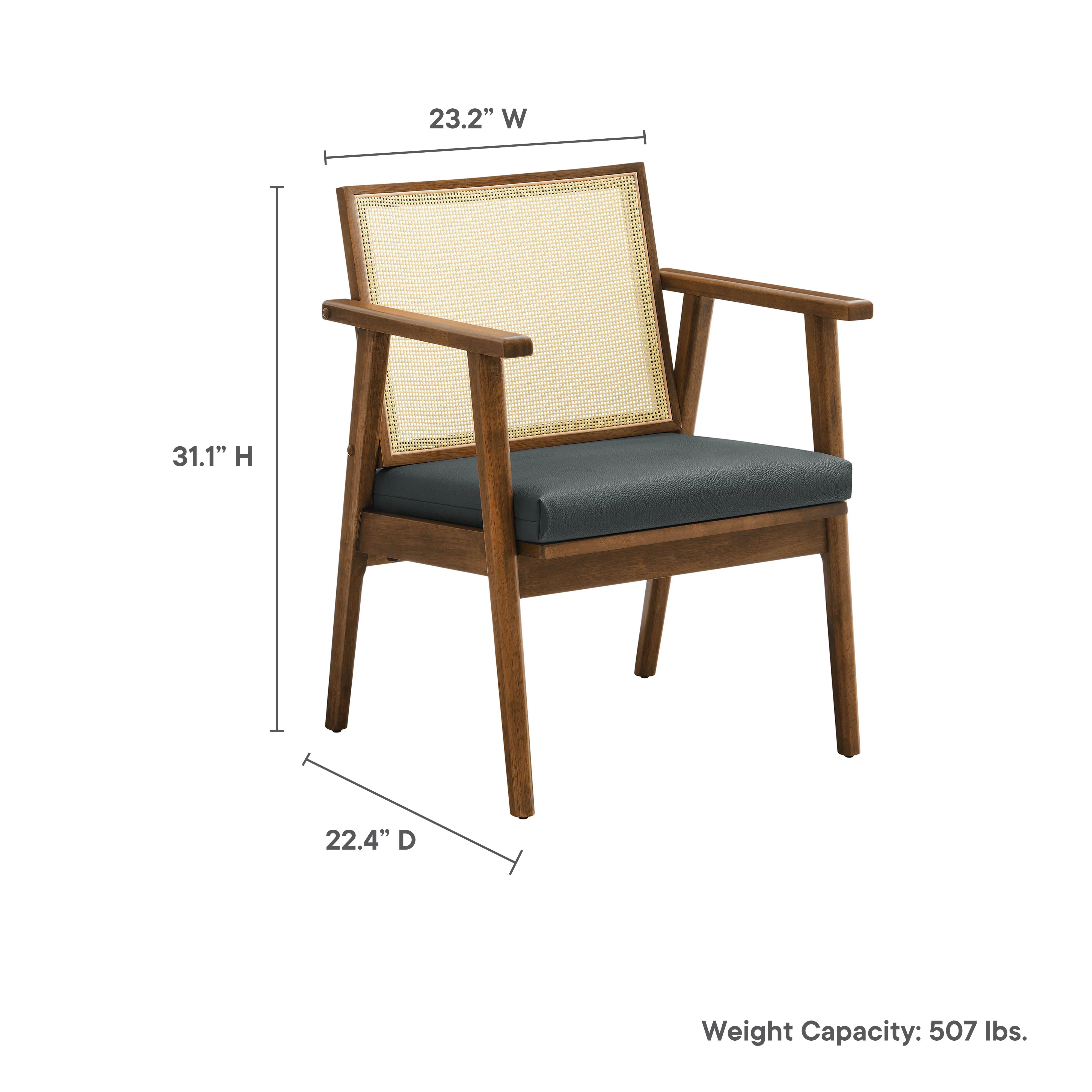 Thera Vegan Leather and Cane Accent Armchairs Set of 2 by Modway - Image 10