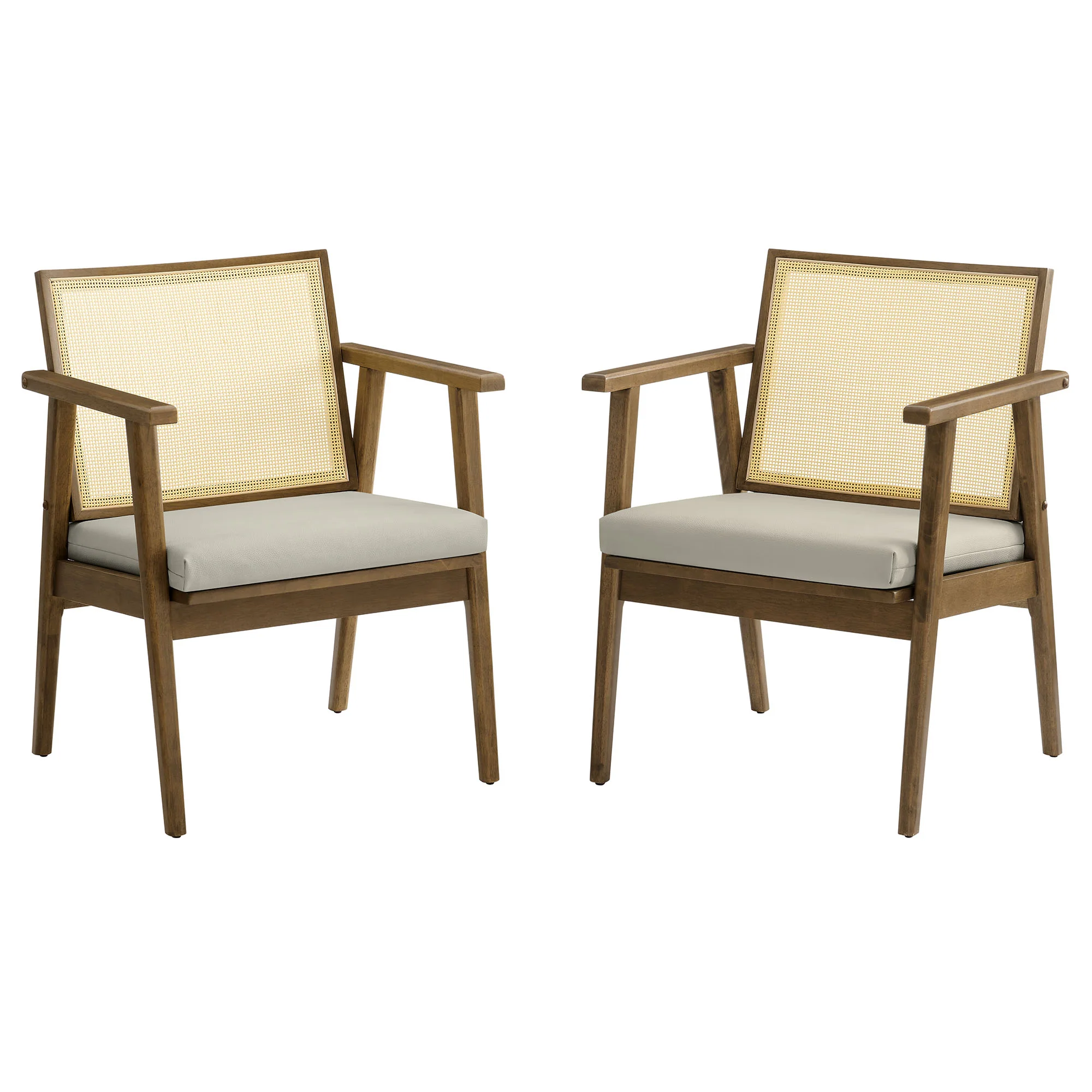 Thera Vegan Leather and Cane Accent Armchairs Set of 2 by Modway - Image 11