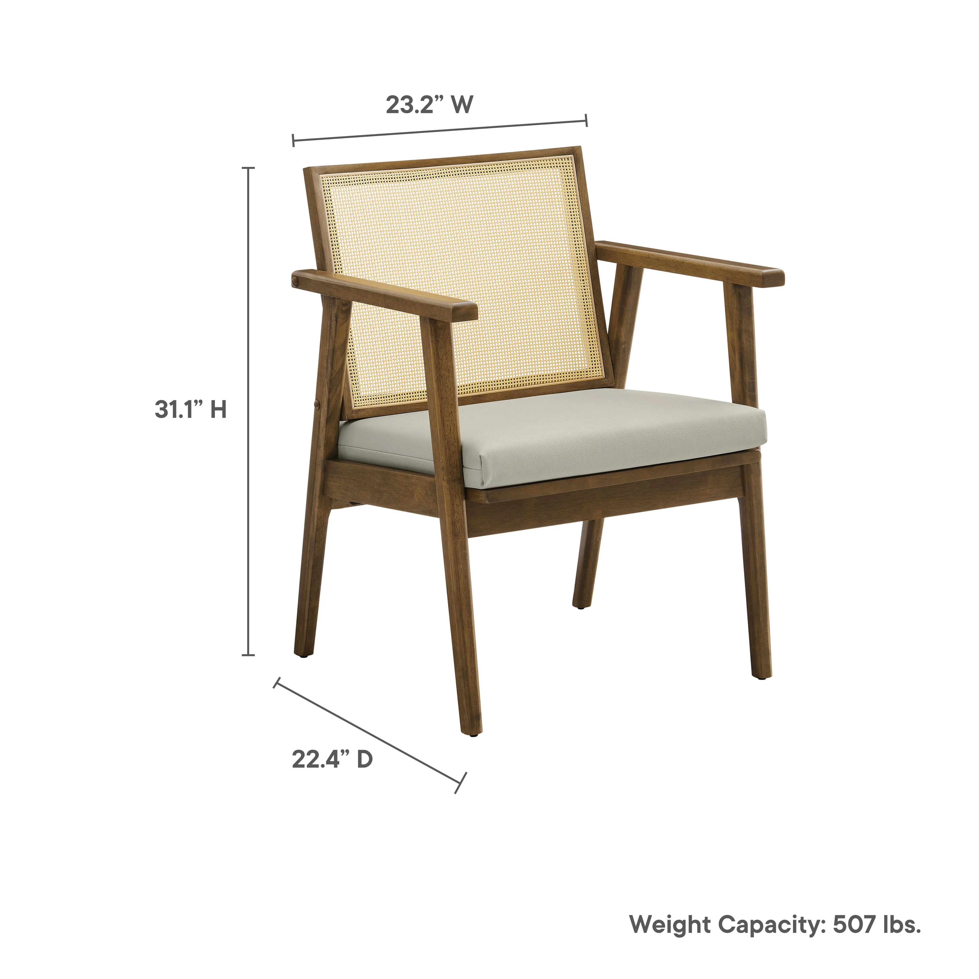 Thera Vegan Leather and Cane Accent Armchairs Set of 2 by Modway - Image 20