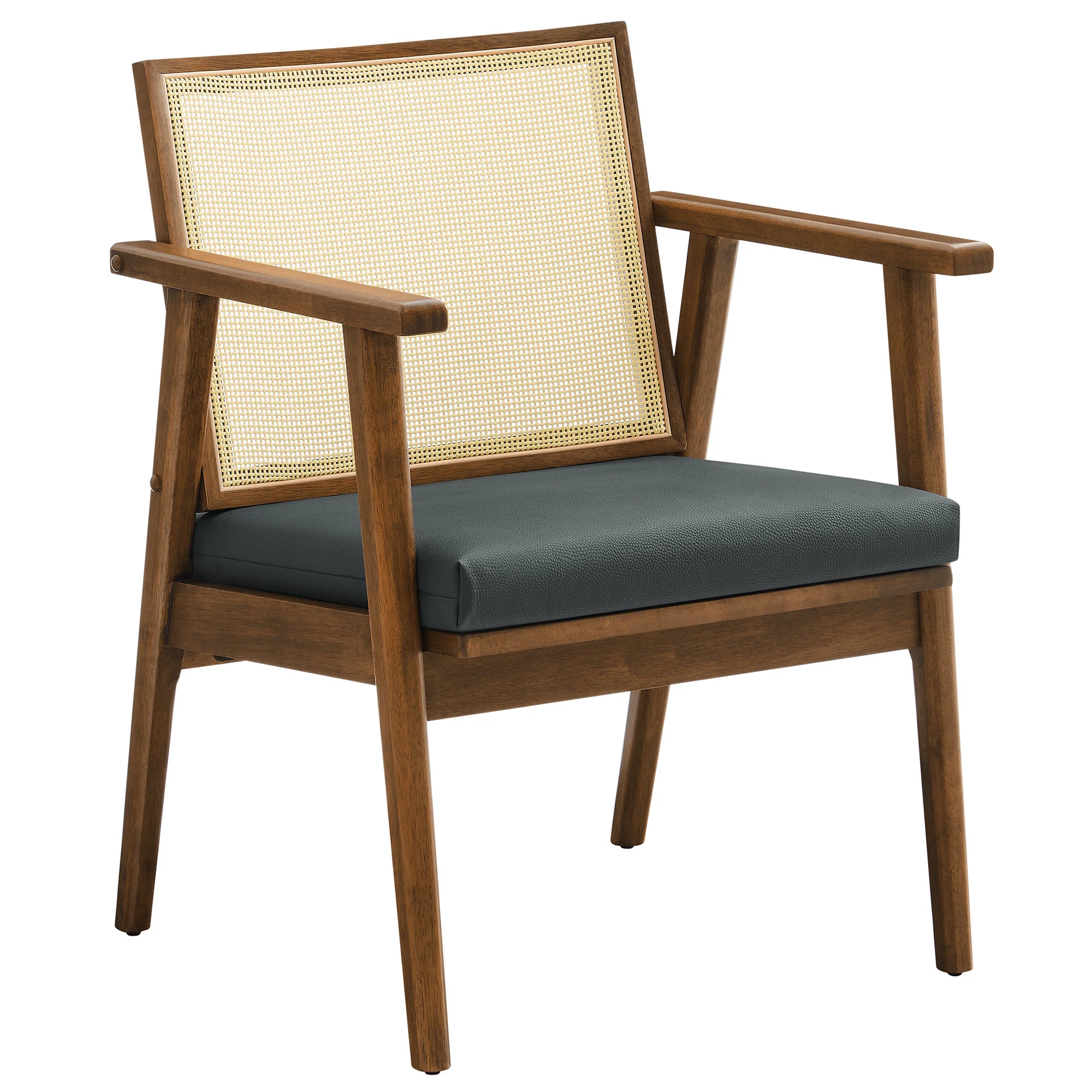 Thera Vegan Leather and Cane Accent Armchairs Set of 2 by Modway - Image 3