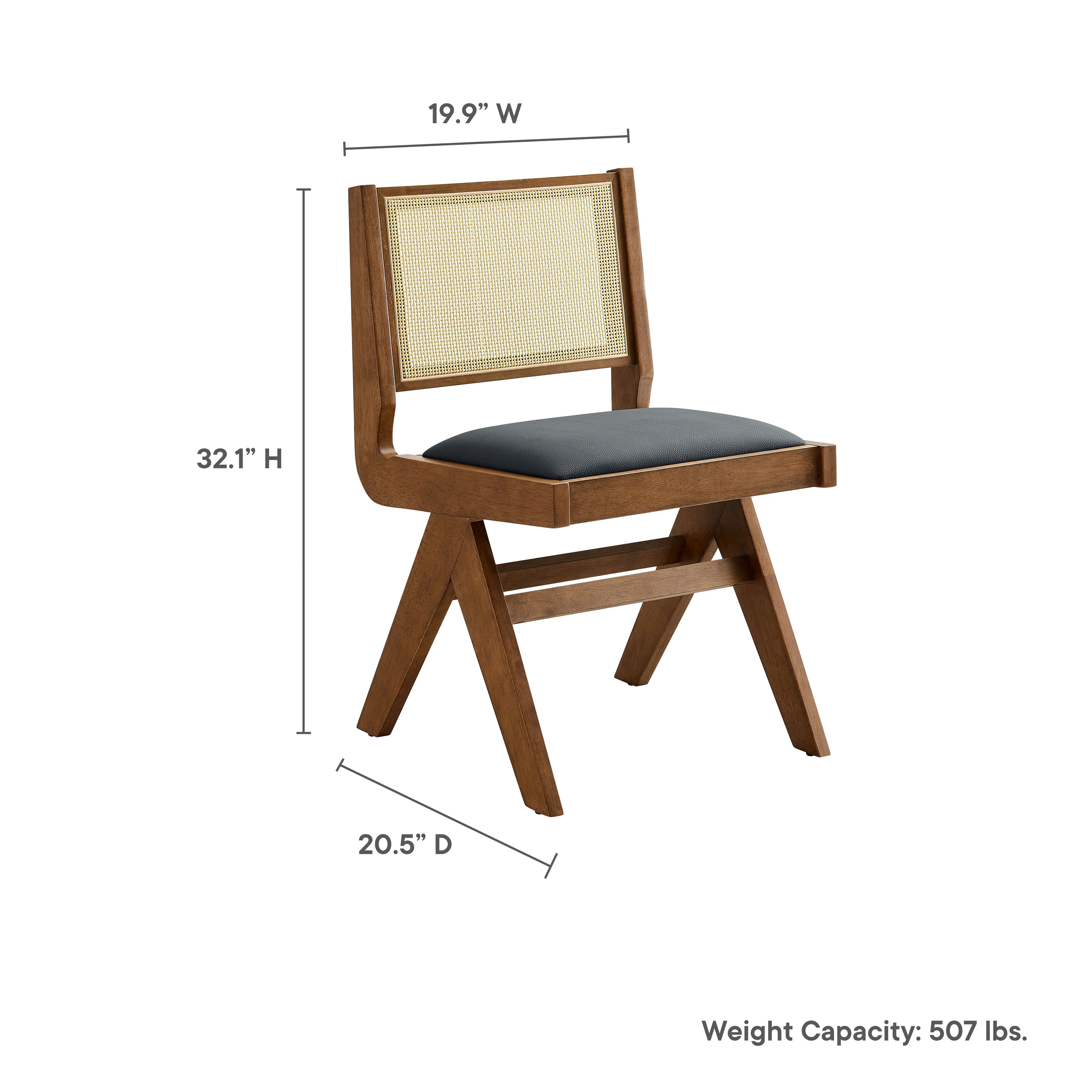 Thera Vegan Leather and Cane Dining Side Chairs Set of 2 by Modway - Image 10
