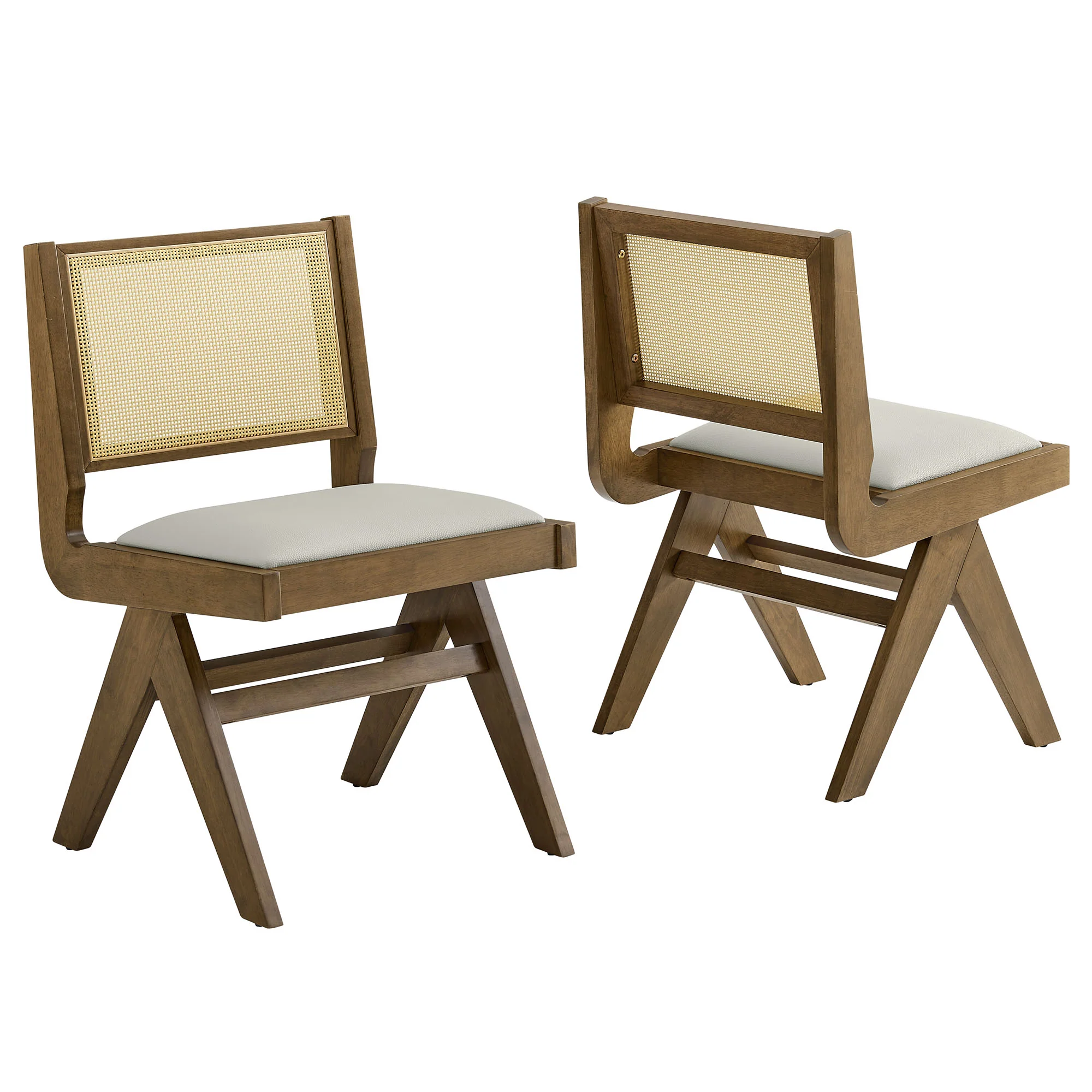 Thera Vegan Leather and Cane Dining Side Chairs Set of 2 by Modway - Image 11