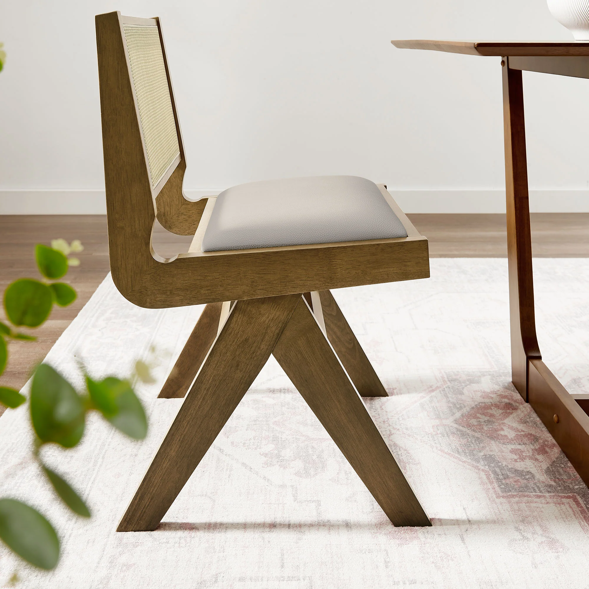 Thera Vegan Leather and Cane Dining Side Chairs Set of 2 by Modway - Image 17