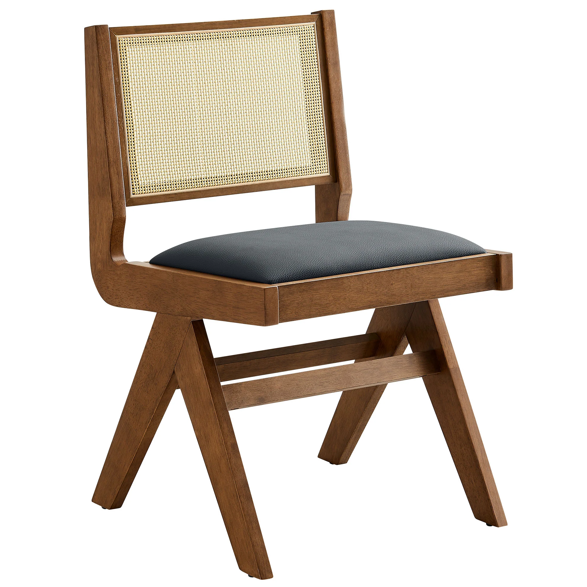 Thera Vegan Leather and Cane Dining Side Chairs Set of 2 by Modway - Image 3