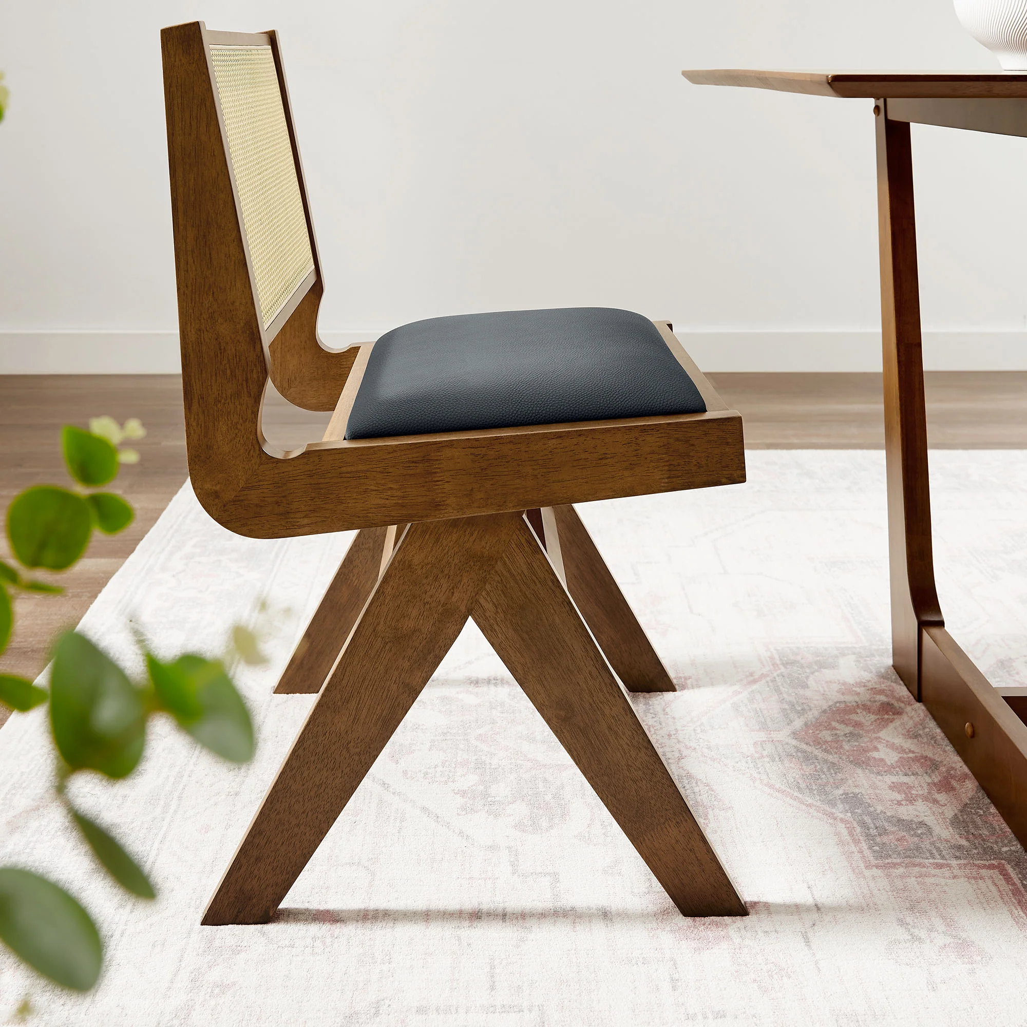 Thera Vegan Leather and Cane Dining Side Chairs Set of 2 by Modway - Image 8