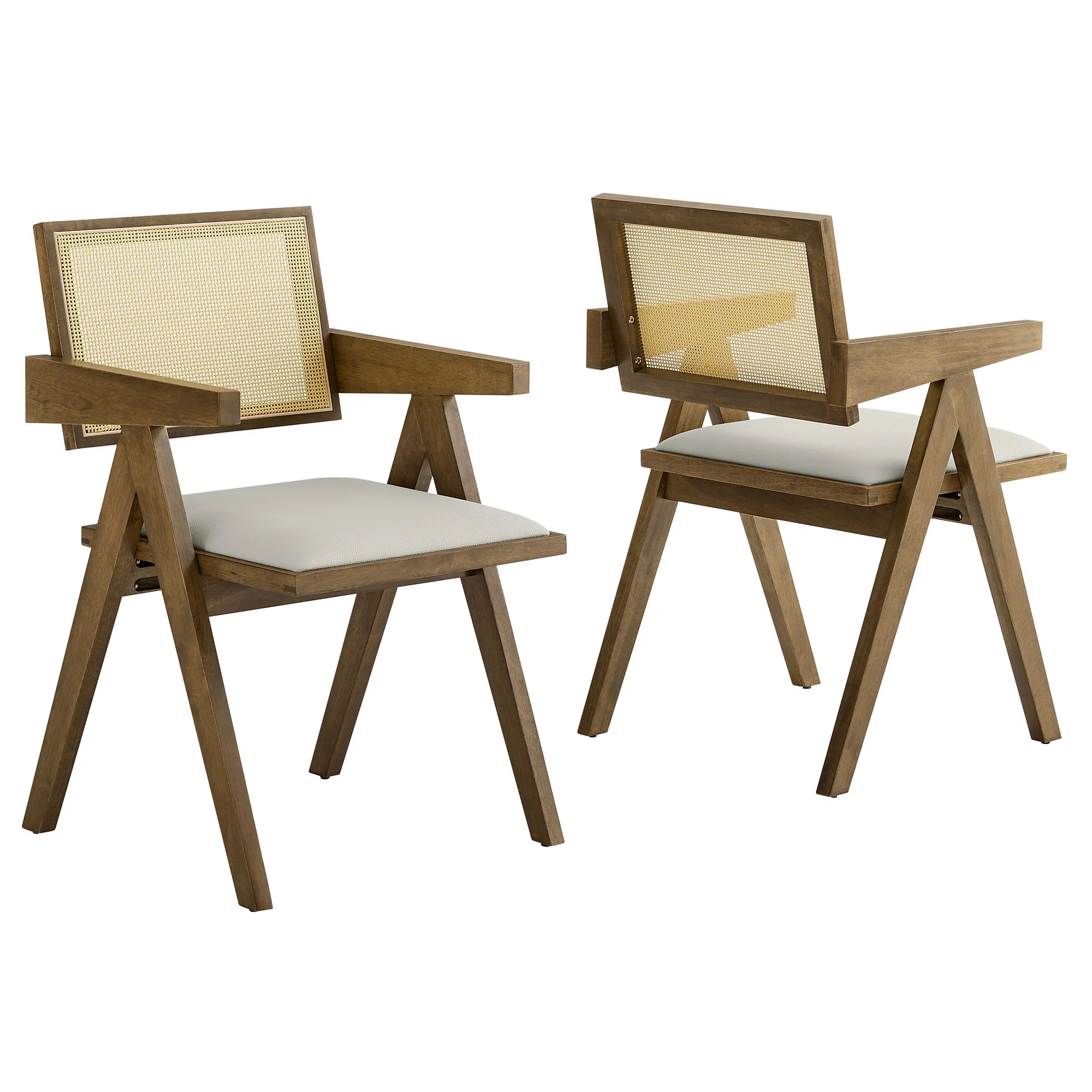 Thera Vegan Leather Cane Dining Armchairs Set of 2 by Modway - Image 11