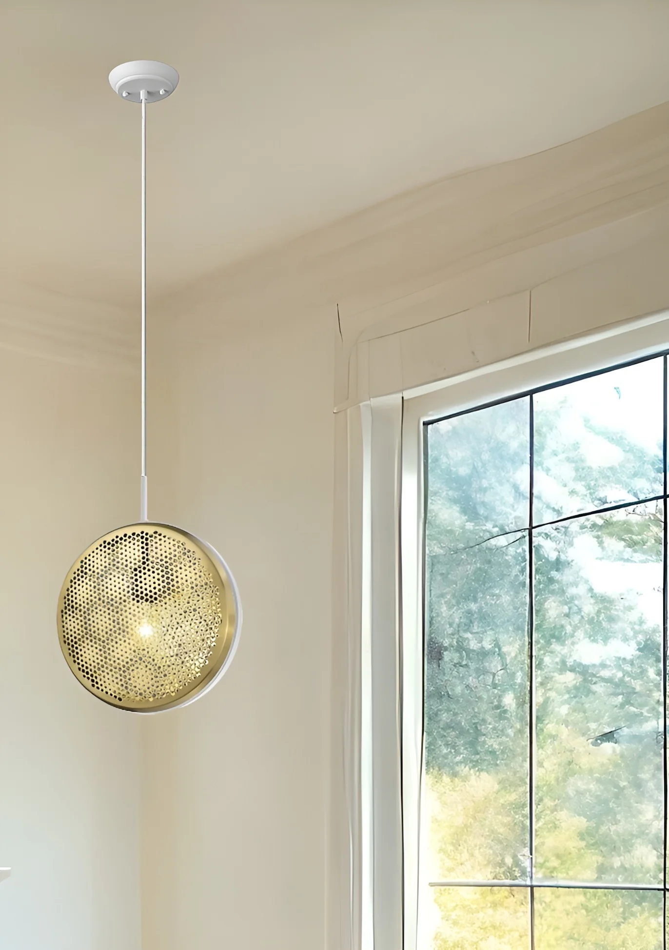 Tholos 1-Light White Pendant By Homeroots - Image 2