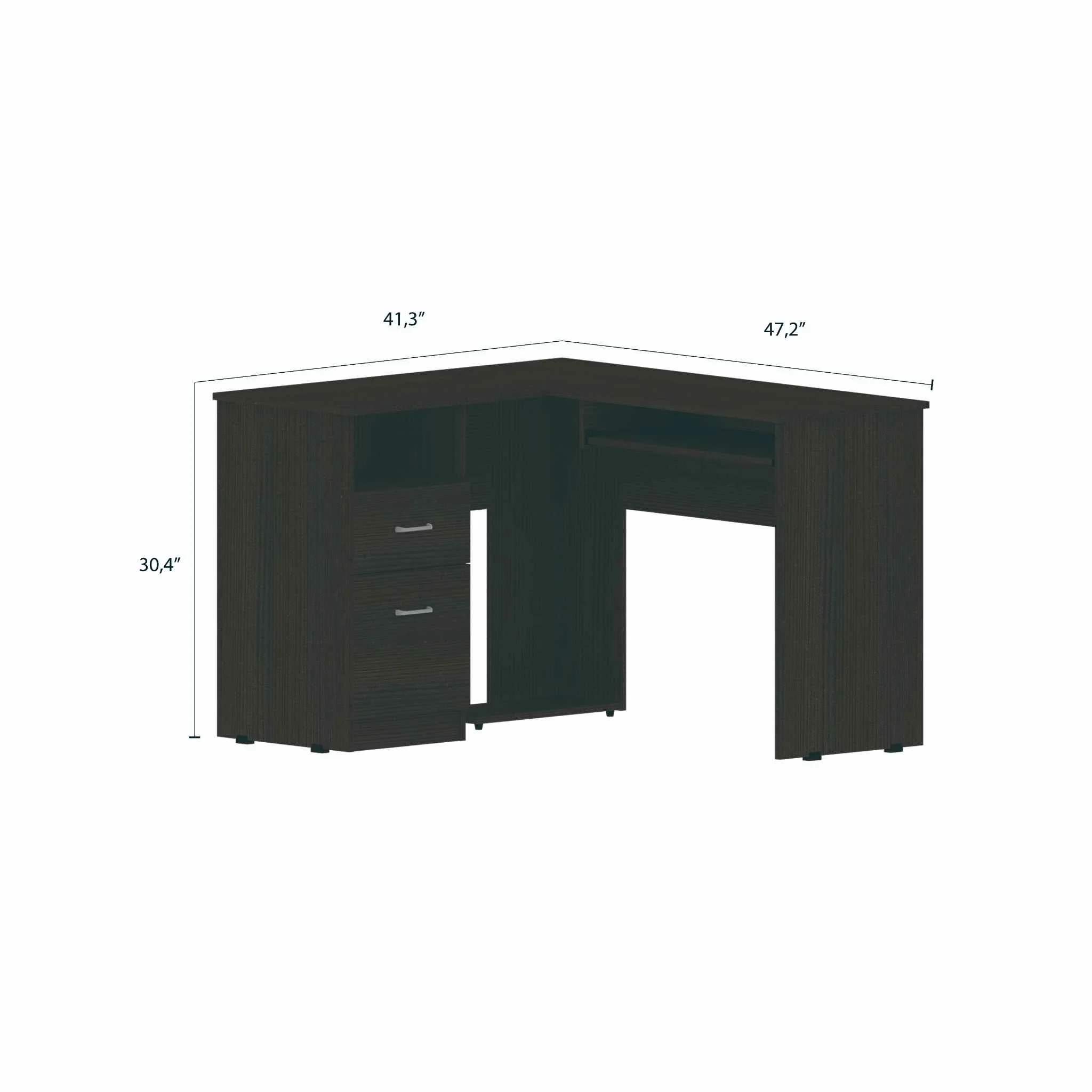 Thorpe Black L Shaped Computer Desk By Homeroots - Image 2