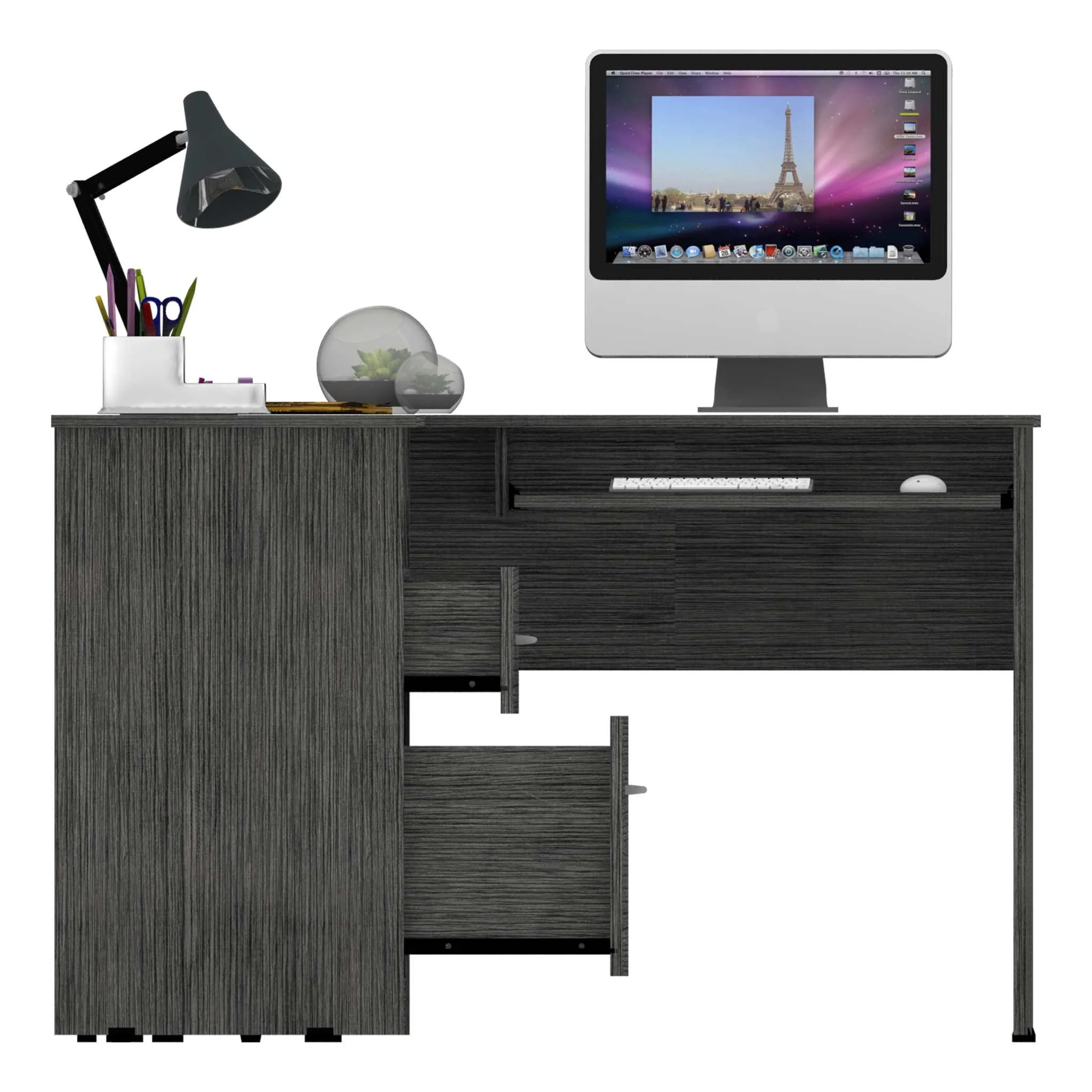 Thorpe Gray Oak L Shaped Computer Desk By Homeroots - Image 5