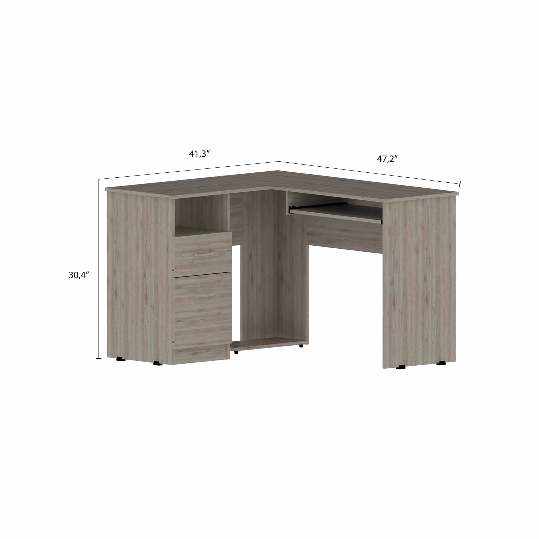 Thorpe Light Gray L Shaped Computer Desk By Homeroots - Image 2