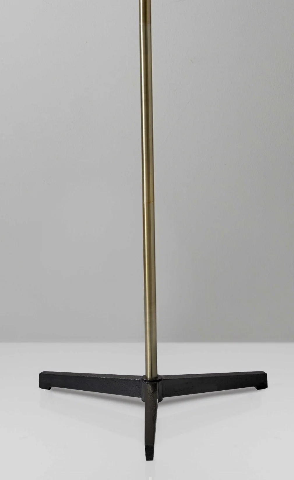 Three Arm Adjustable Floor Lamp in Brass Metal with Grey Black and White Shades By Homeroots - Image 4