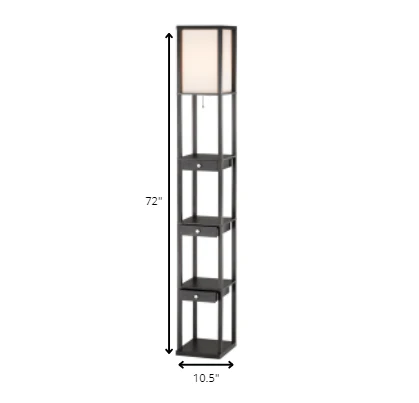 Three Drawer and Shelf Floor Lamp with Black Wood Finish By Homeroots - Image 3