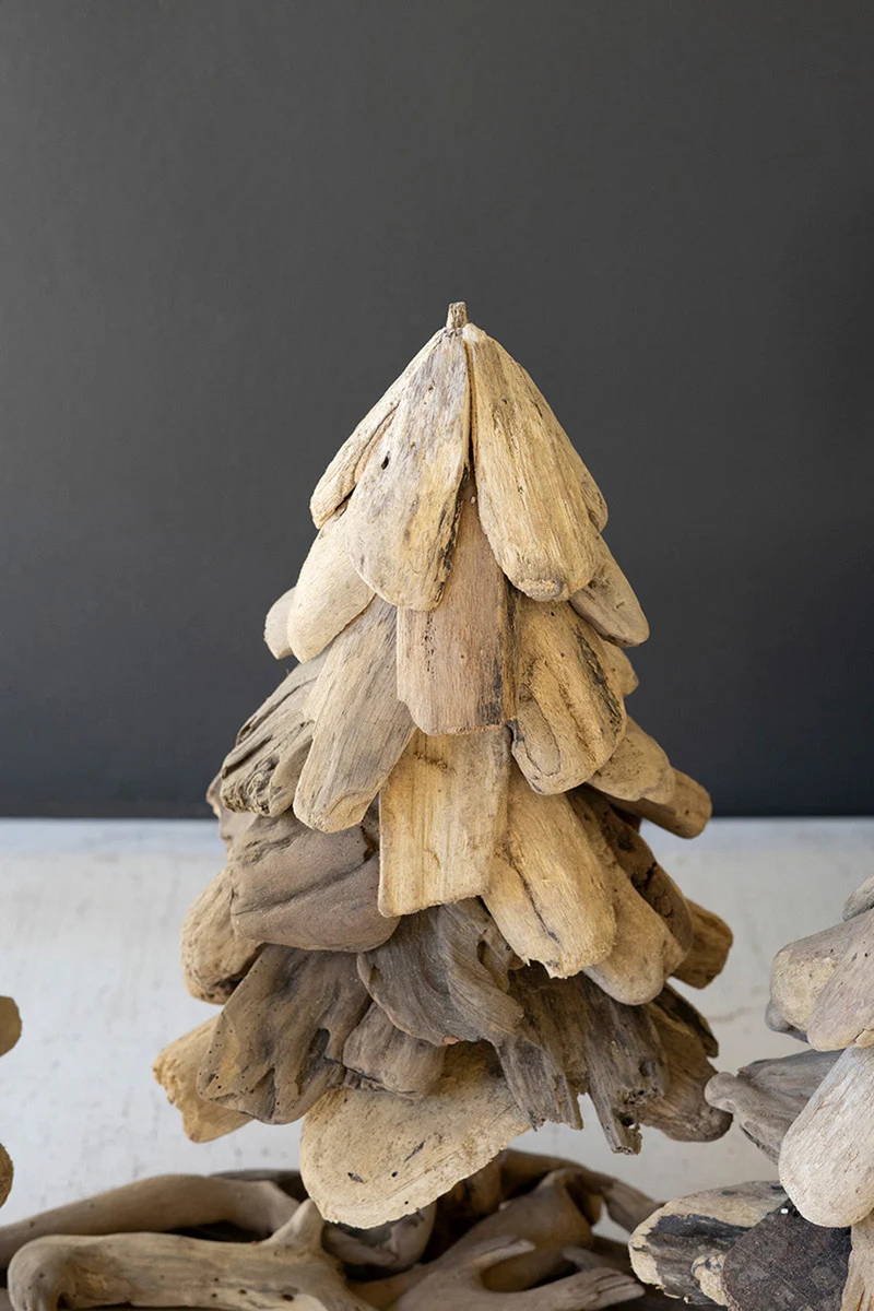 Three Driftwood Christmas Trees On A Base By Kalalou - Image 2