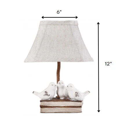 Three feathered Friends Atop a Stack of Books Accent Lamp By Homeroots - Image 4