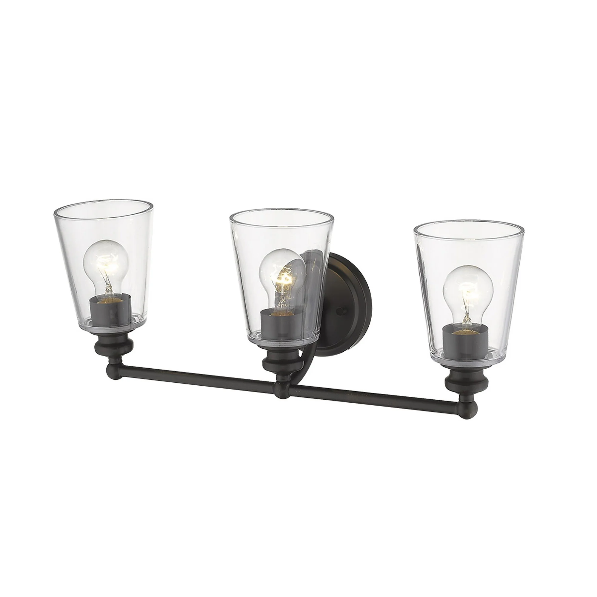 Three Light Antique Bronze Glass Shade Wall Sconce By Homeroots - Image 3