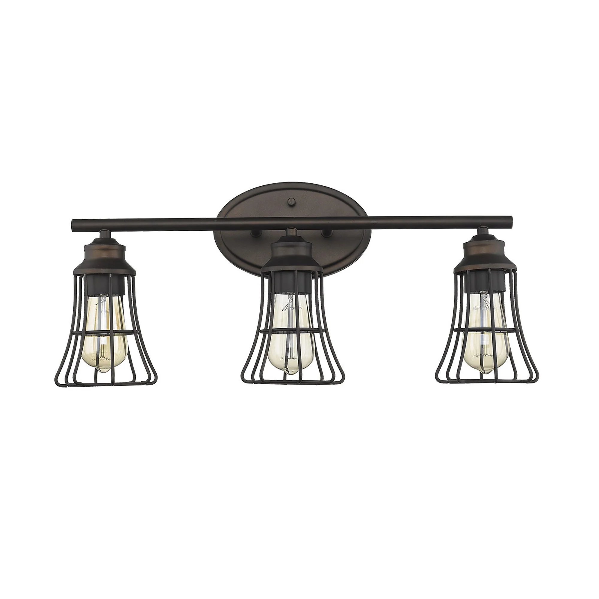 Three Light Bronze Cage Wall Light By Homeroots - Image 3