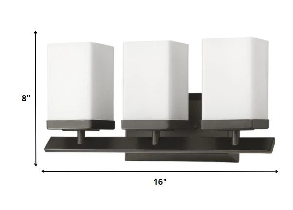 Three Light Bronze Frosted Glass Wall Sconce By Homeroots - Image 2