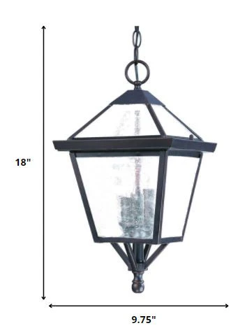 Three Light Bronze Glass Hanging Lantern Light By Homeroots - Image 2