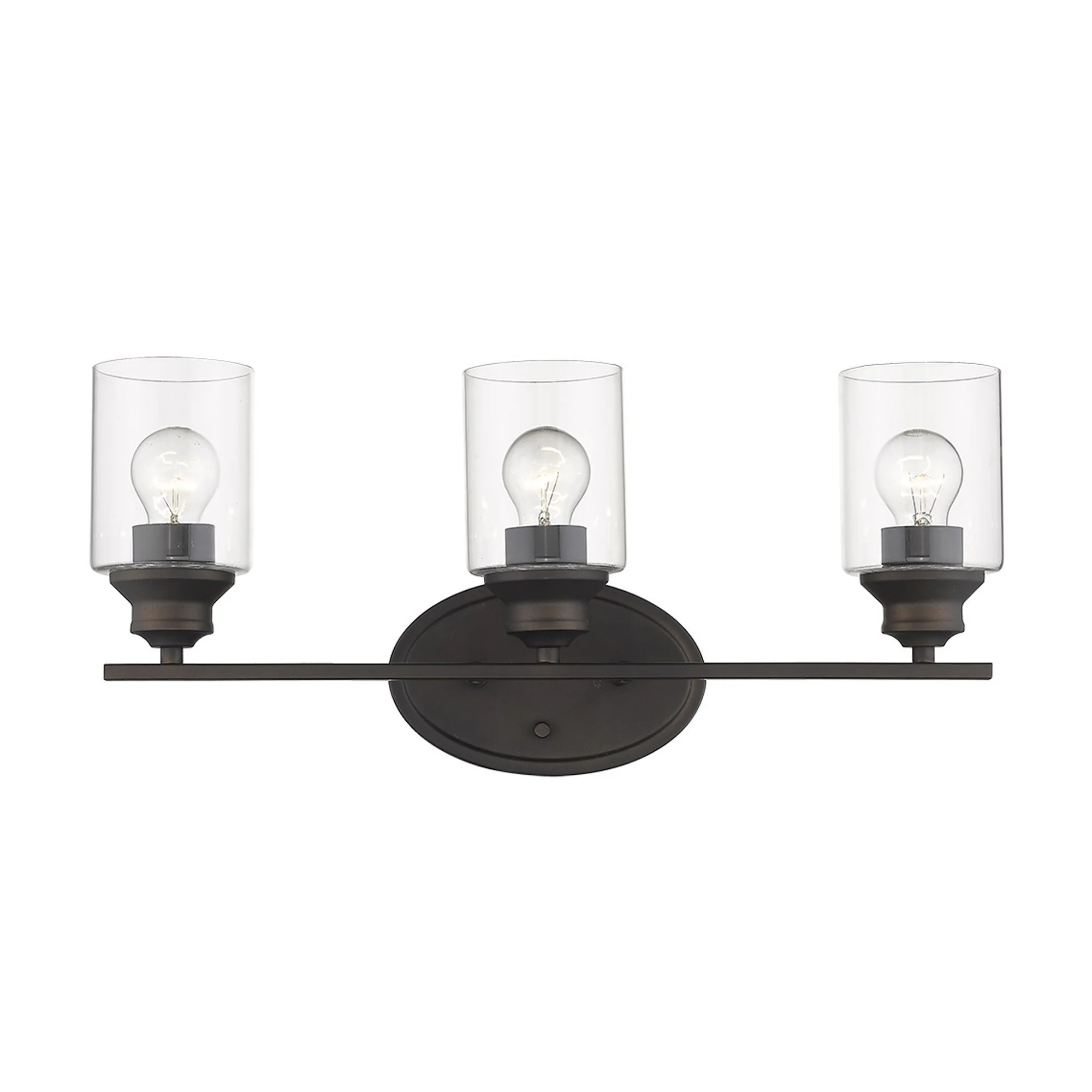 Three Light Bronze Wall Light with Clear Glass Shade By Homeroots - Image 2