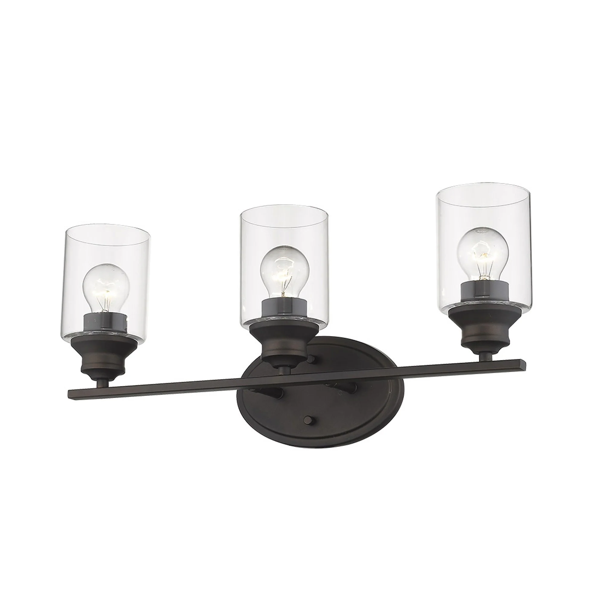 Three Light Bronze Wall Light with Clear Glass Shade By Homeroots - Image 3