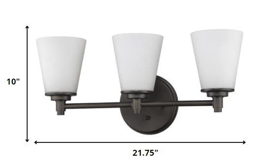 Three Light Bronze Wall Light with Frosted Glass Shade By Homeroots - Image 2