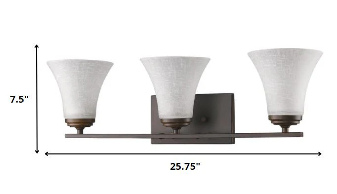 Three Light Bronze Wall Light with Tapered Glass Shade By Homeroots - Image 2