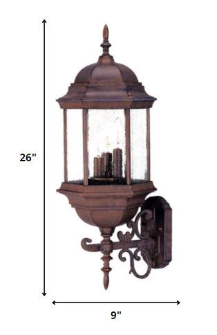 Three Light Brown Domed Textured Glass Lantern Wall Light By Homeroots - Image 2