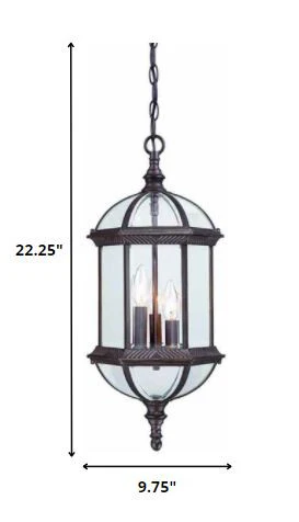 Three Light Dark Brown Eastern Lantern Hanging Light By Homeroots - Image 2