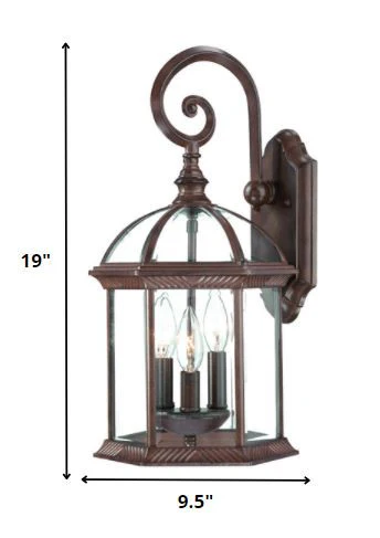 Three Light Dark Brown Eastern Lantern Wall Light By Homeroots - Image 2