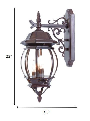 Three Light Dark Brown Hanging Glass Globe Wall Light By Homeroots - Image 2
