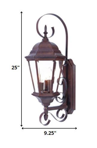 Three Light Dark Brown Swing Arm Lantern Wall Light By Homeroots - Image 2