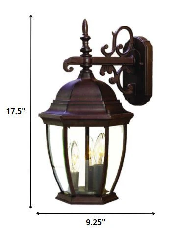 Three Light Dark Brown Wide Hanging Lantern Wall Light By Homeroots - Image 2